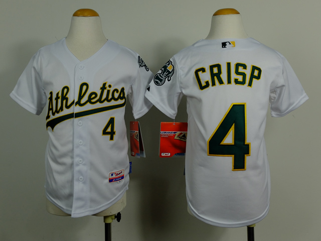 Youth Oakland Athletics #4 Crisp White MLB Jerseys->oakland athletics->MLB Jersey